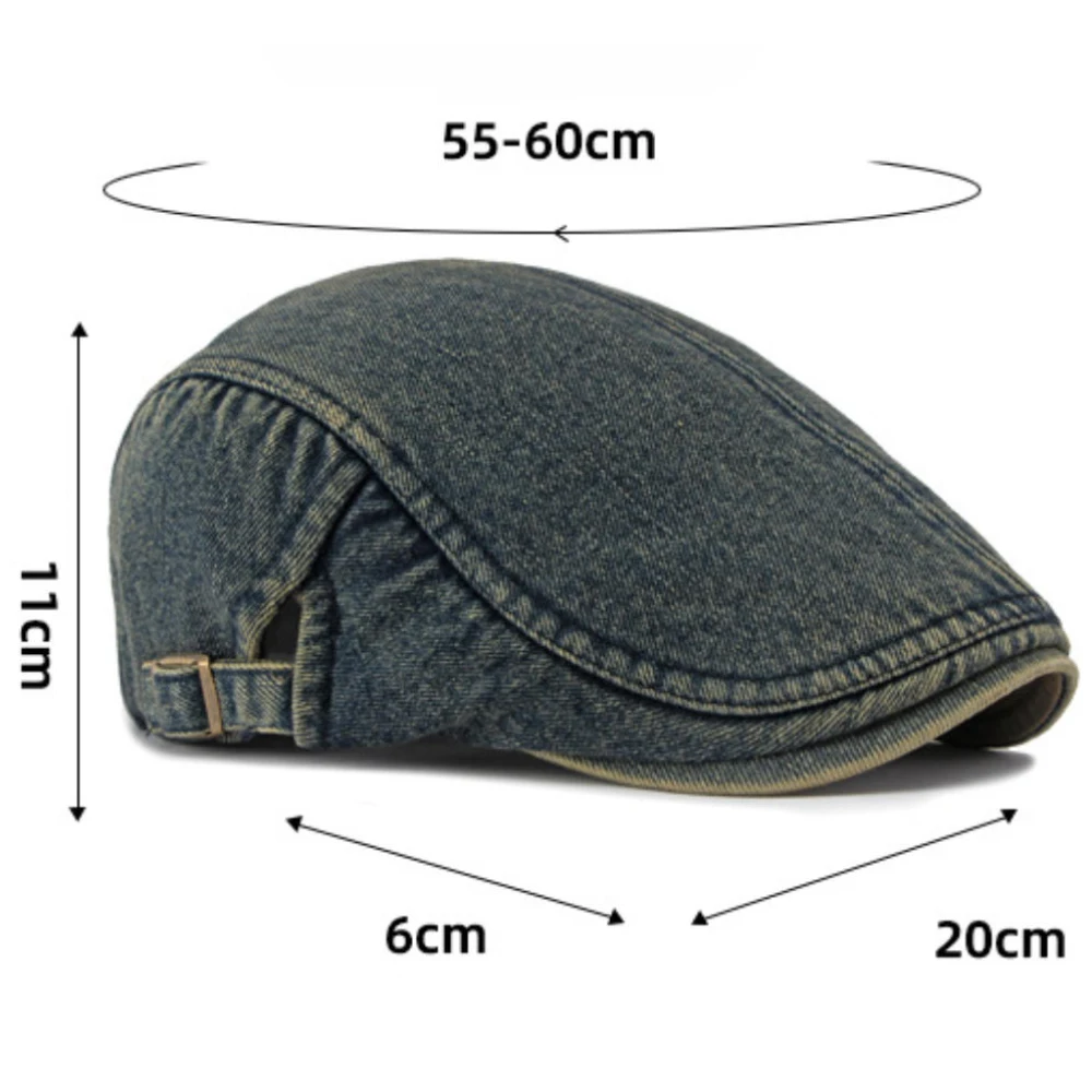 HT5155 Herren- und Damen-Baskenmütze, Künstler-Malermütze, Denim-Ivy-Flatcap für Damen und Herren, 2026 Neue Herbst-Winter-Fleece-gefütterte Denim-Baskenmütze – Detail 1