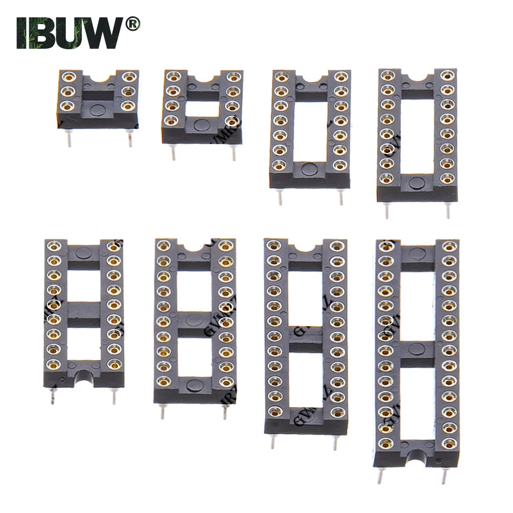5PCS Round Pin DIP IC Socket Assorted Sizes DIP6 DIP8 DIP14 DIP16 DIP18 DIP20 DIP24 Narrow / Wide DIP28 Narrow Wide for PCB