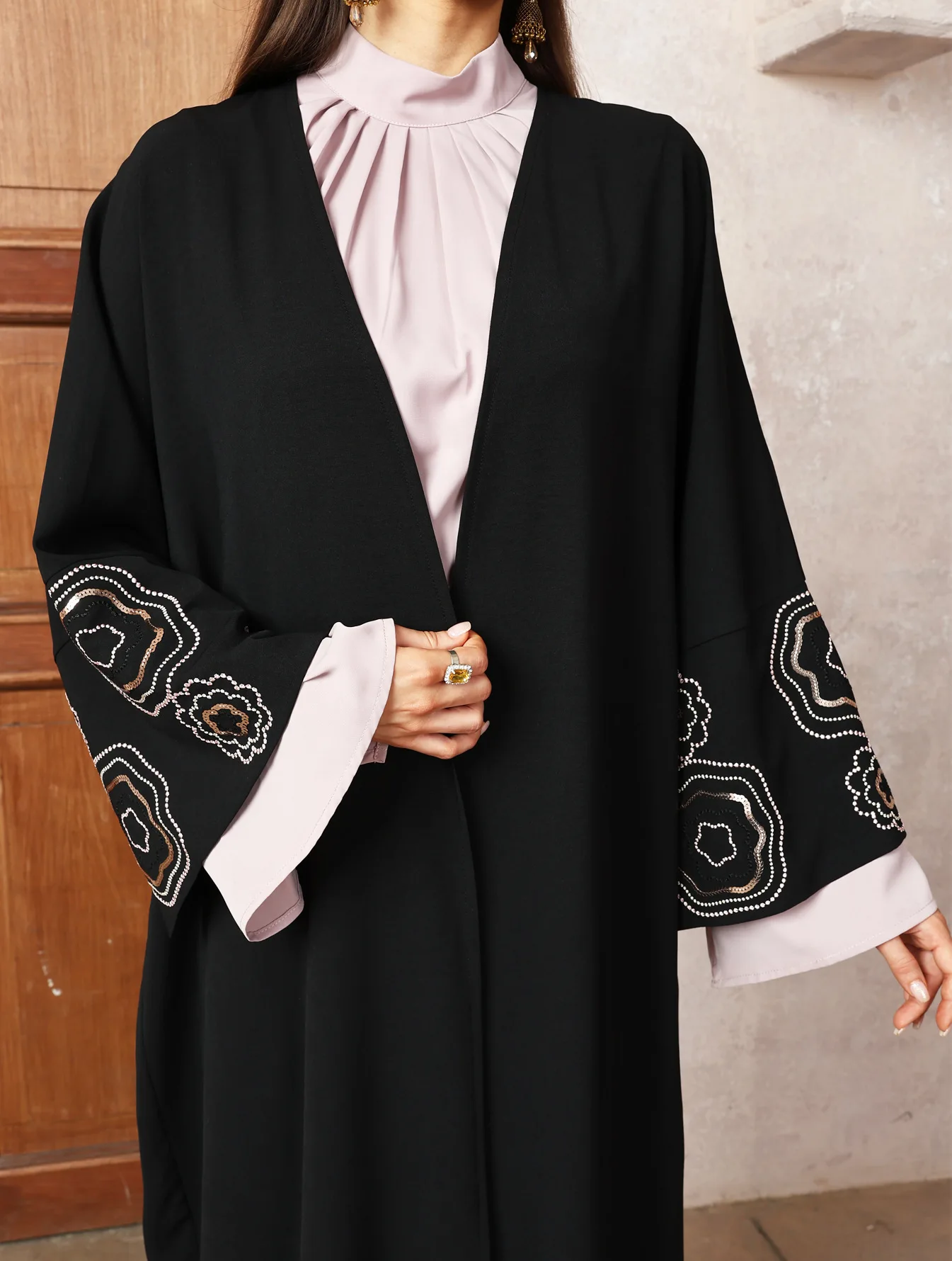 

Muslim Women Embroidery Sequins Kimono Open Abaya Dubai Dress Kaftan Kebaya Turkey Caftan Marocain Femme Robe Islam Clothing New