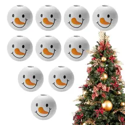 Christmas Snowman Beads White Christmas Print Wooden Beads 20MM Winter Wooden Beads With Christmas Snowman Print DIY Beading