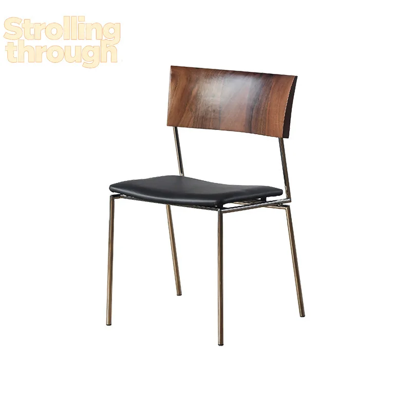 

Итальянский минималистичный стул с спинкой из массива дерева, антикварный обеденный стул, ретро-стул для кафе, для отдыха, из нержавеющей стали