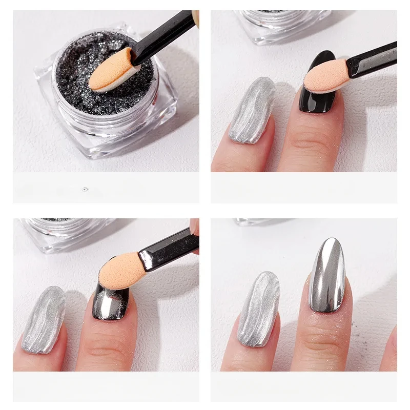 10/30/50/200/500/1000pcs Double Ended Sponge Nail Art Powder Brush Multifunctional Eyeshadow Brush Portable Makeup Manicure Tool