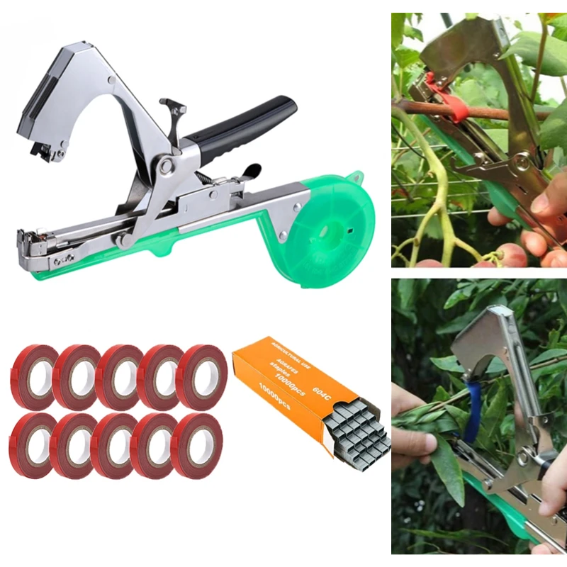 

Tying Machine Plant Garden Plant Tapetool Tapener 10 Rolls Tape Set for Vegetable Grap Tomato Cucumber Pepper Flower Garden Tool