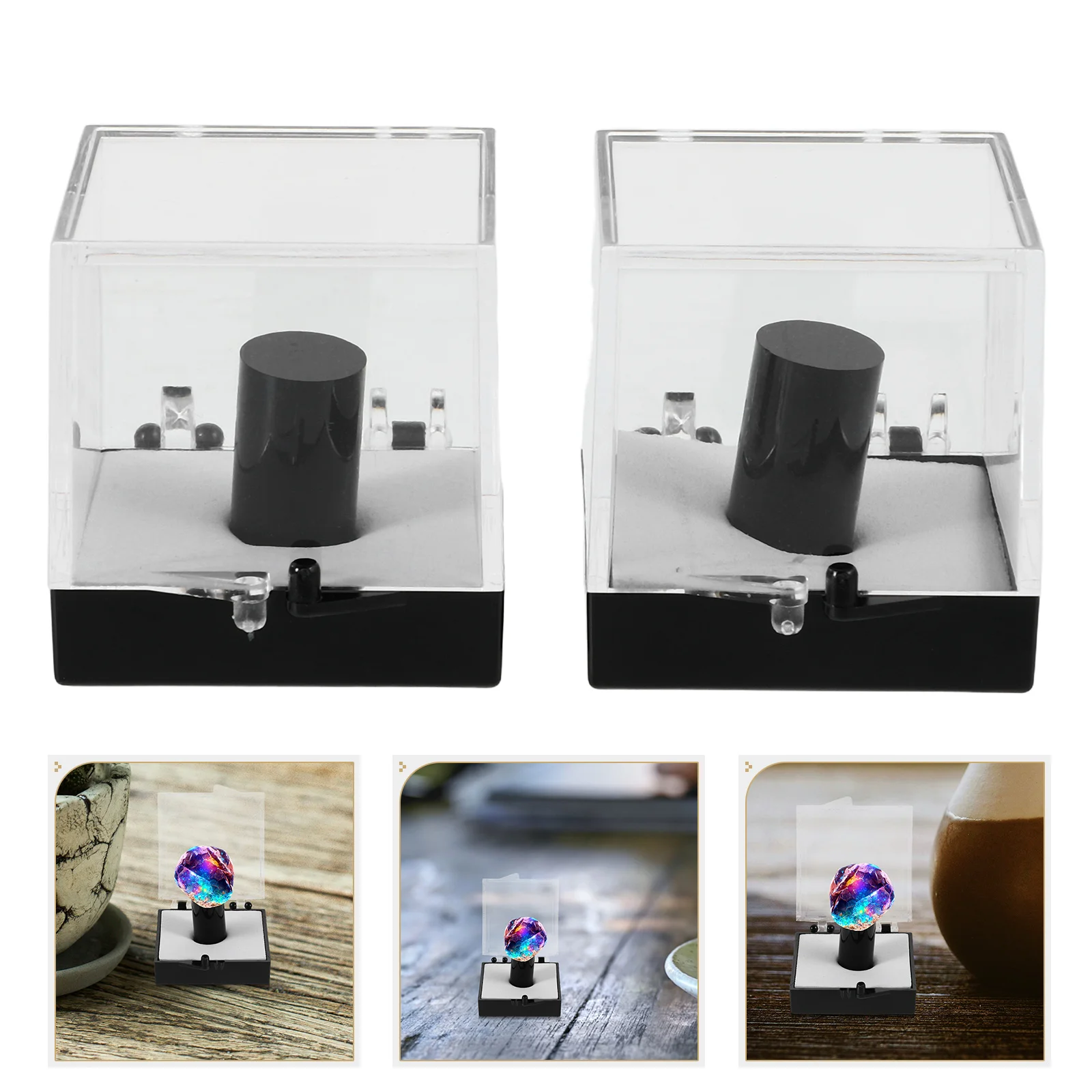 

2pcs Crystal Mineral Specimen Box Lightweight Acrylic Gemstone Storage Case Transparent Rock Collection Organizer Specimen