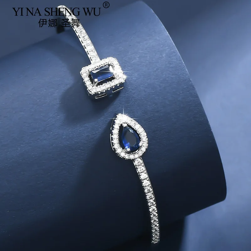 سوار زركونيا مكعب للنساء ، أخضر ، أبيض ، أزرق ، إسورة ذات نوعية جيدة للفتيات ، مجوهرات يد نسائية ، هدية عيد الحب ، فاخرة #6