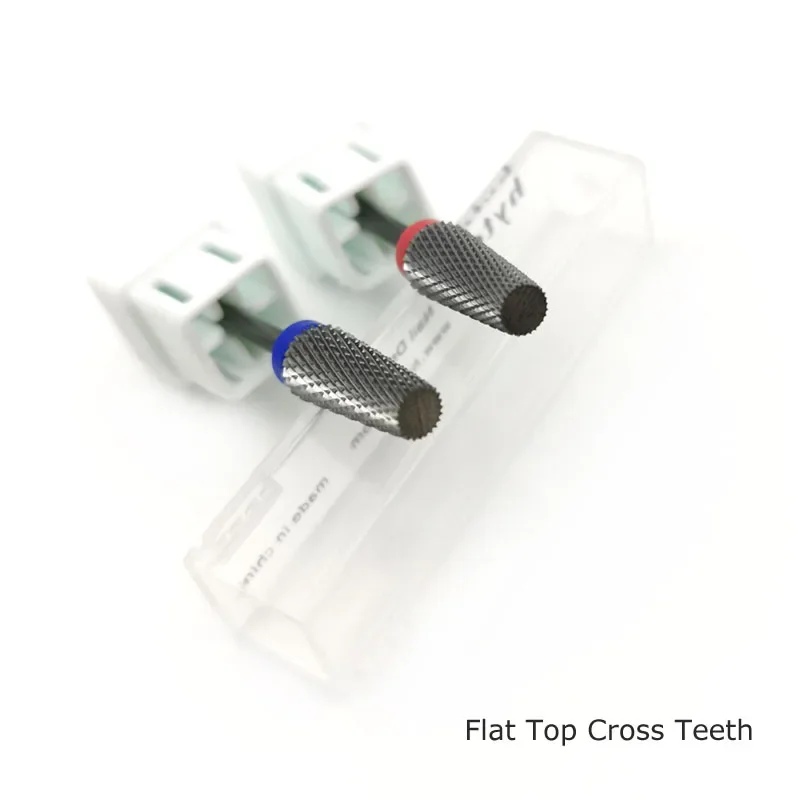 HYTOOS Flat Tapered Cross Teeth Bit 3/32 Carbide Nail Drill Bits Remove Gel Manicure Cutter Electric Drills Nails Accessorie
