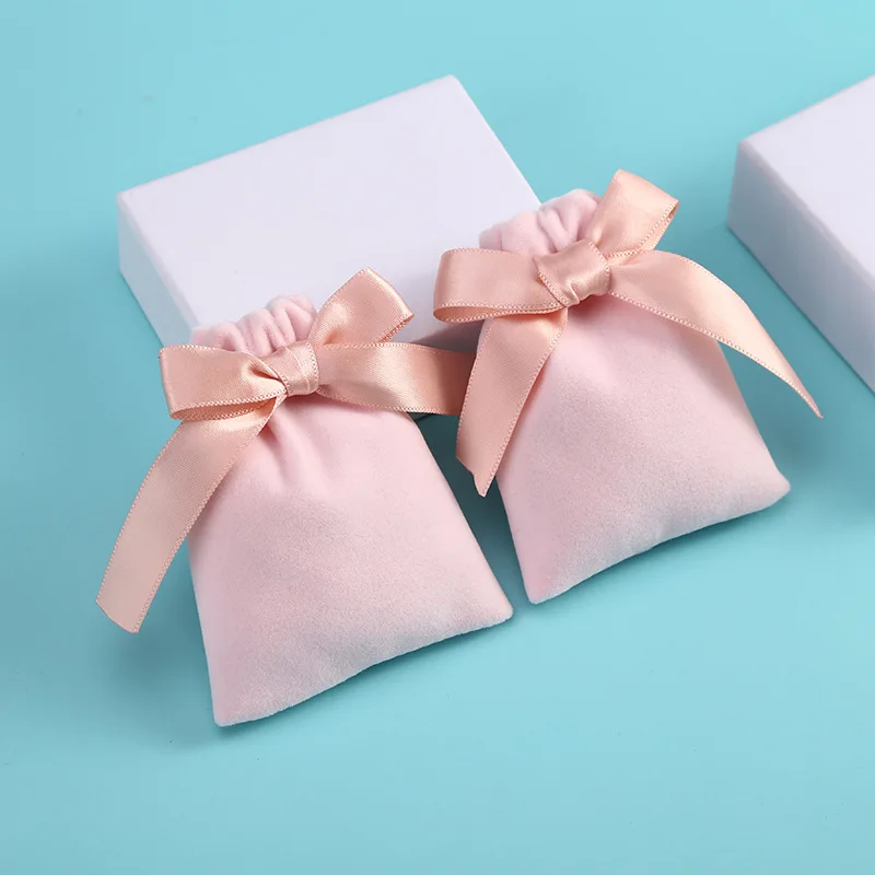 10 Bolsas de Terciopelo Rosa con Cordón para Guardar Aretes, Anillos, Collares, Pulseras, Regalos de Boda y Navidad