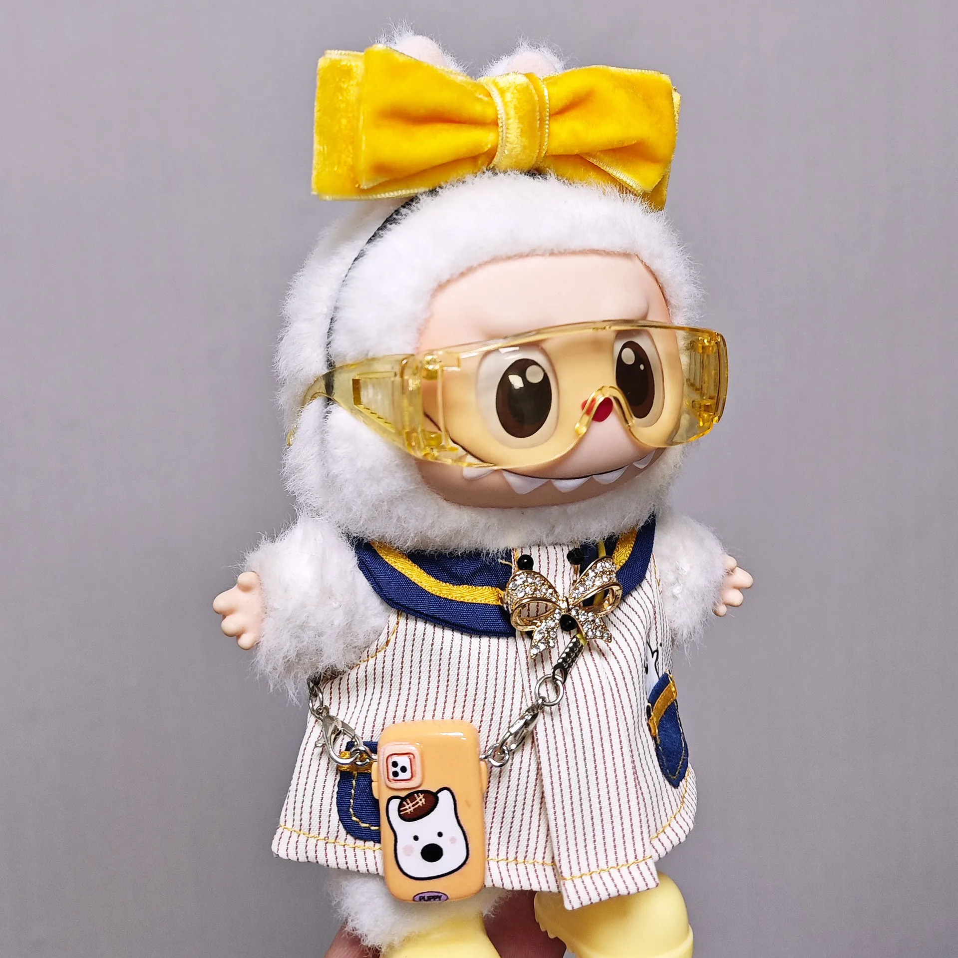 17cm Labubu 1-3 Gen Doll Outfits | Bowknot Headband Set | Dress Goggles Crossbody Shoes Clothes for Labubu Pendants Accessories