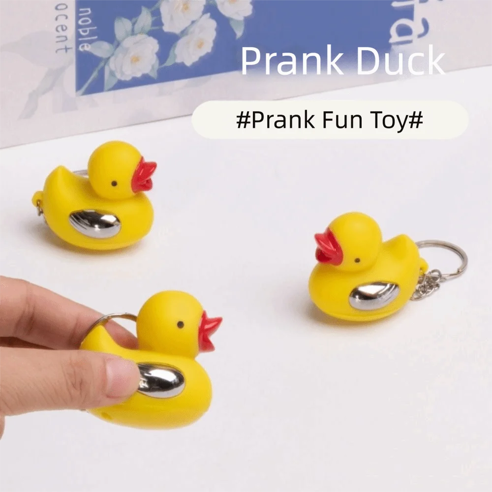 Creative Safe Fun Electric Prank Interesting Yellow Duck Shocking Ducks Keychain Funny Interactive Joke Gadget for Friends