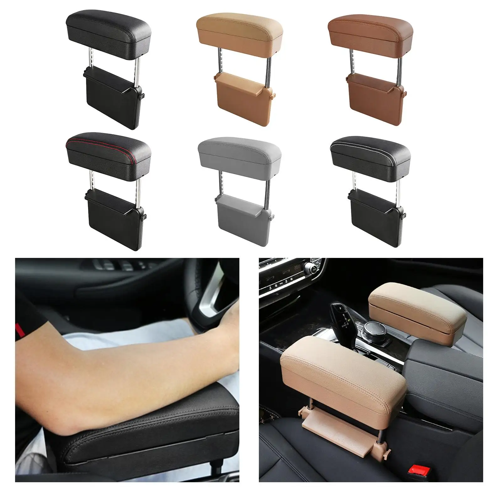 Universal Car Center Console Flocking Organizer Container Leather Storage Box for Keeping Wallet Keys Cards Tidy