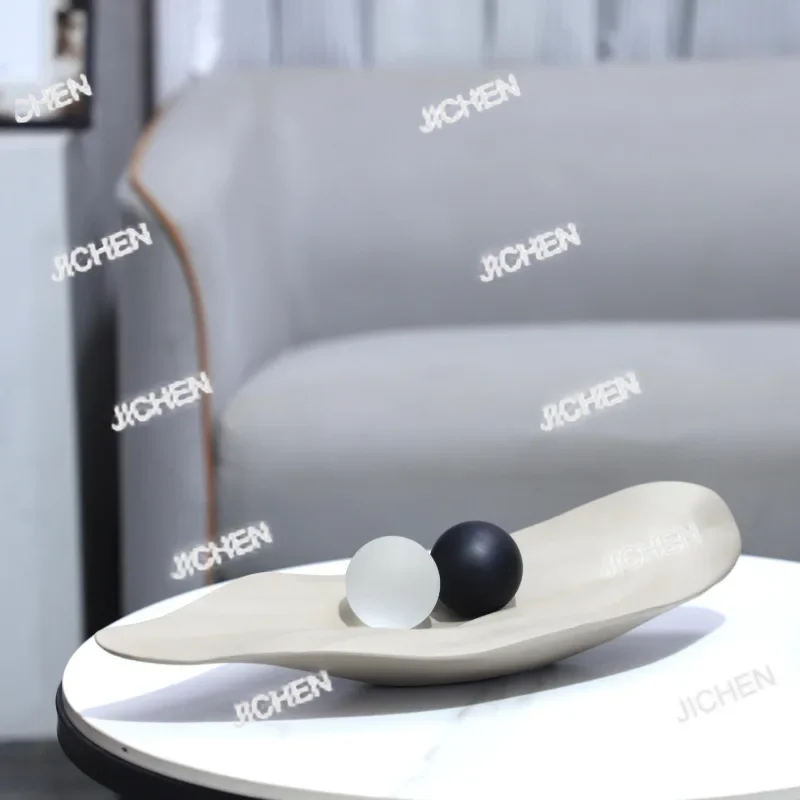 

HN Modern Minimalist Geometric Resin Leaf Tray Decorative Fruit Plate Ornament Living Room Hotel TV Cabinet Home Decoration