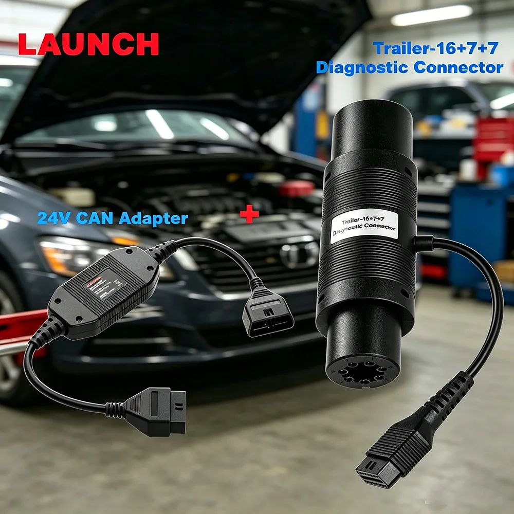 New LAUNCH DBScar Trailer-16+7+7 Diagnostic Connector + X431 24V CAN Adapter Extension Module