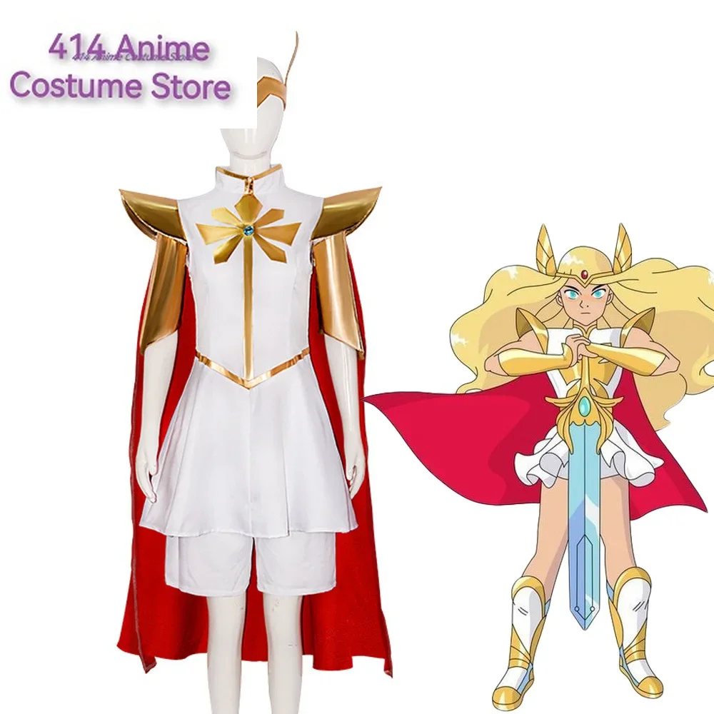 

Anime She-Ra and the Princesses of Power White Uniform She-Ra Women Dress Halloween Cosplay Costume