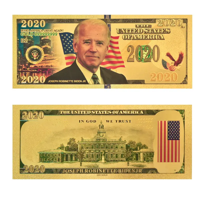 24K Gold Plated Banknote America Russia President Biden Putin Banknotes Gold Foil Paper Money Art Collection Souvenir Gifts