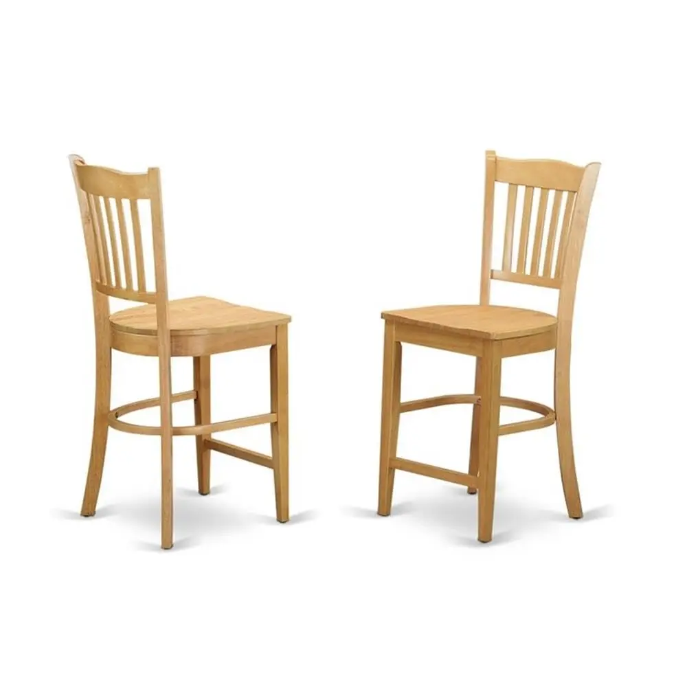 Round Wooden Counter Height Dining Table Set with Pedestal & 2 Chairs 36x36 Inch Oak Finish, Customized