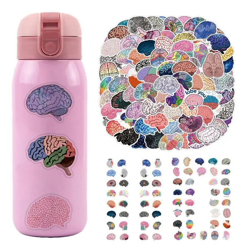 Brain Decals 110Pcs Waterproof Creative Stickers Laptop Decals For Luggage Refrigerator Computer Water Bottle