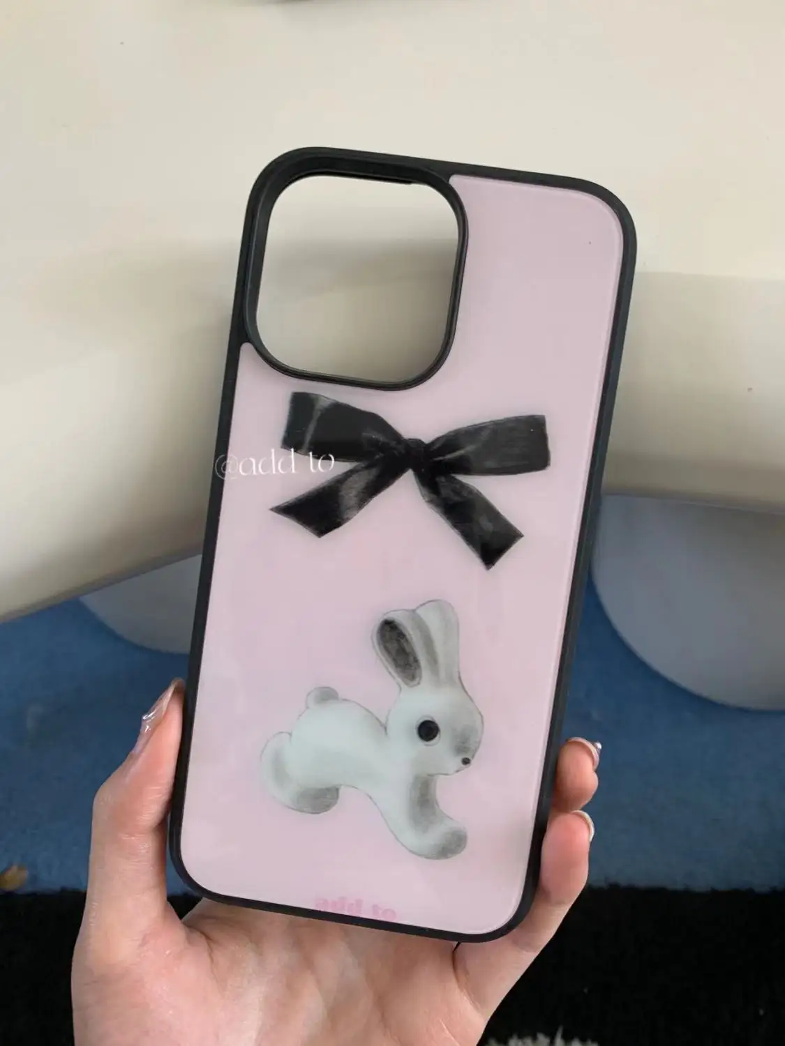 Funda de teléfono de conejo Rosa Kawaii coreano para IPhone 14 11 12 13 Pro Max, funda de teléfono de dibujos animados con lazo de moda para IPhone XR XS MAX