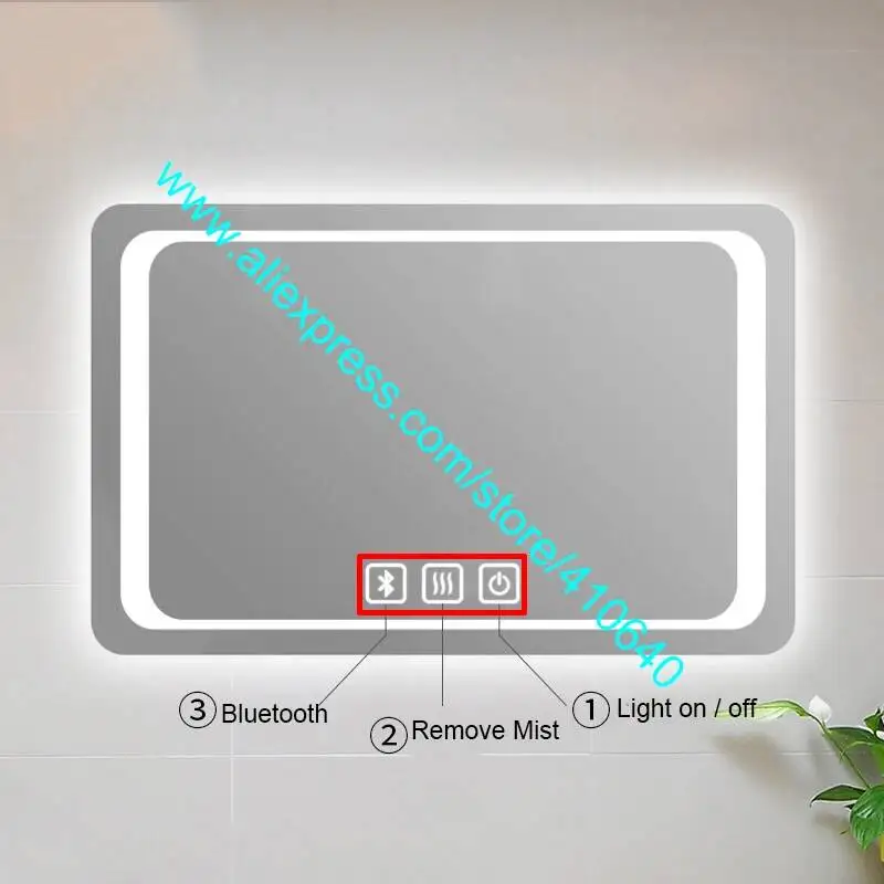 1 Piece THREE KEY LED Mirror Touch Sensor Switch with Brightness Adjustment or Bluetooth-compatible or Anti-fog from Factory