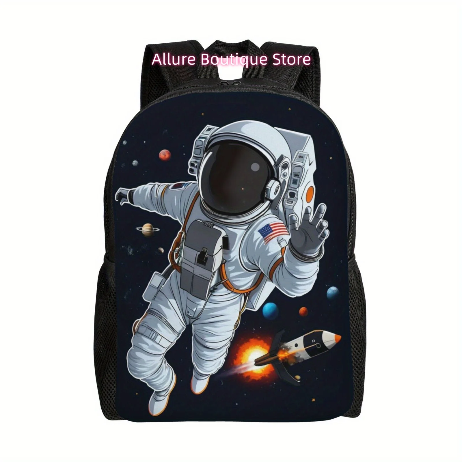 Lightweight Astronaut-Themed Backpack - Spacious Laptop & Book Bag with Adjustable Straps for Work, Travel, and College