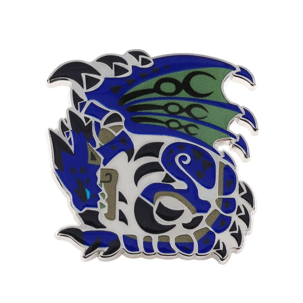 Monster Hunter Azure Rathalos Icon Emaille-Pin Wyvern-Abzeichen Monster Hunter World Rise Merch Gamer Anstecknadel Schmuck Geschenk für Fans – Detail 5