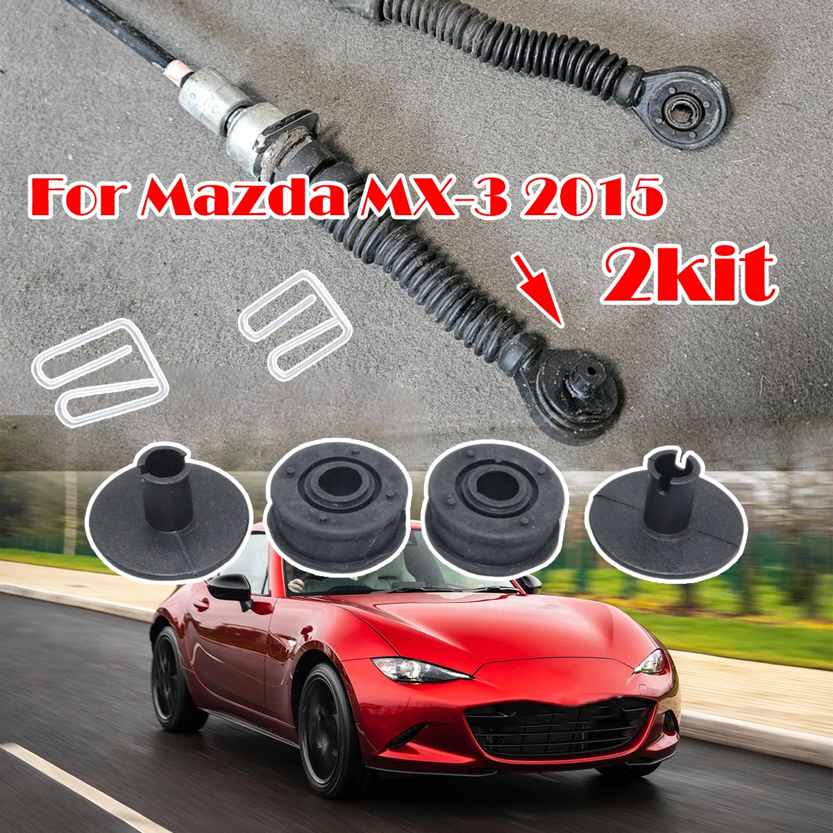 

2kit For Mazda MX-3 2015 manual transmission Gear Lever Selector Shifter Linkage Pivot Bushing Repair Kit Grommet Shifting fix