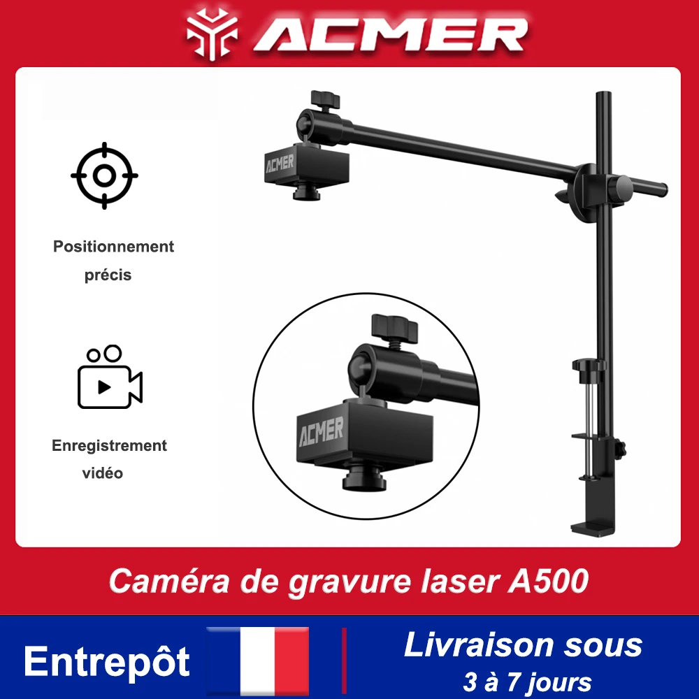 Caméra de machine de gravure laser ACMER A500, positionnement précis Lightbrun, caméra HD pour machine de gravure laser CO2, prend en charge la fonction d'enregistrement vidéo