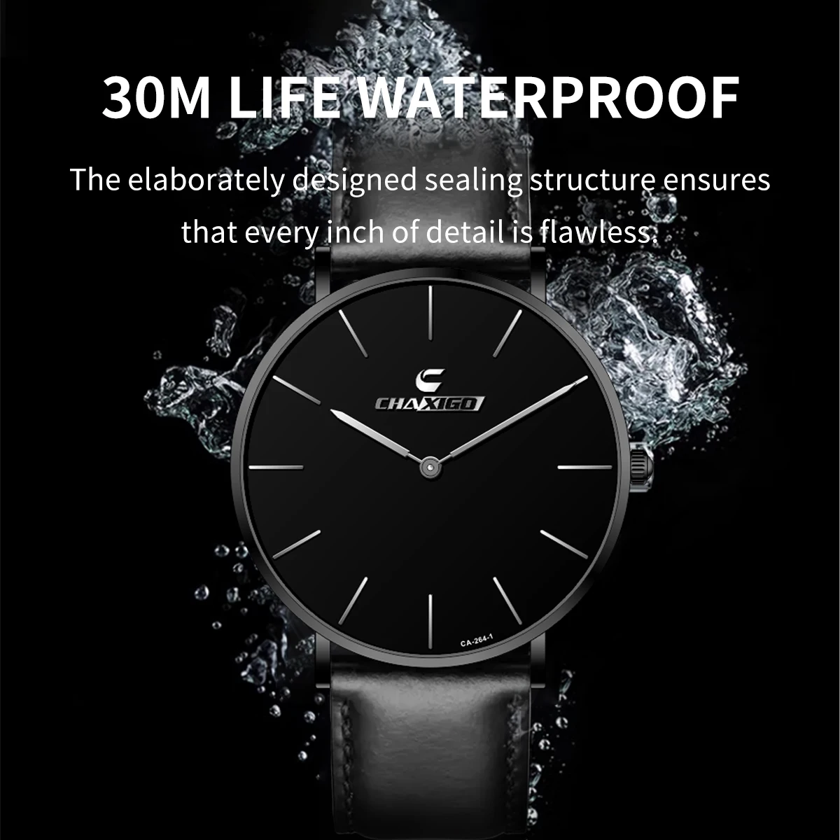 

CHAXIGO мужские модные часы с ремешком из натуральной кожи, ультратонкий дизайн, легкие часы из минерального стекла и кристаллов, водонепроницаемые