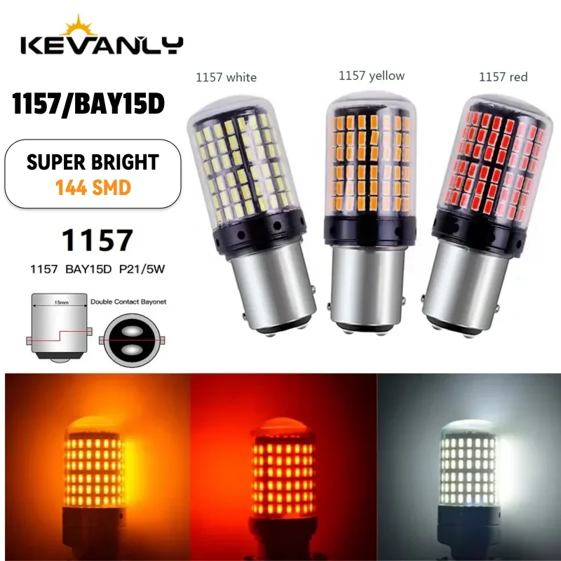 KEVANLY 2pcs 1157 BAY15D Led Brake Light Bulb Super Bright P21/5w Led Car Bulbs Auto Light 12v Reverse Parking Lamp 12V red