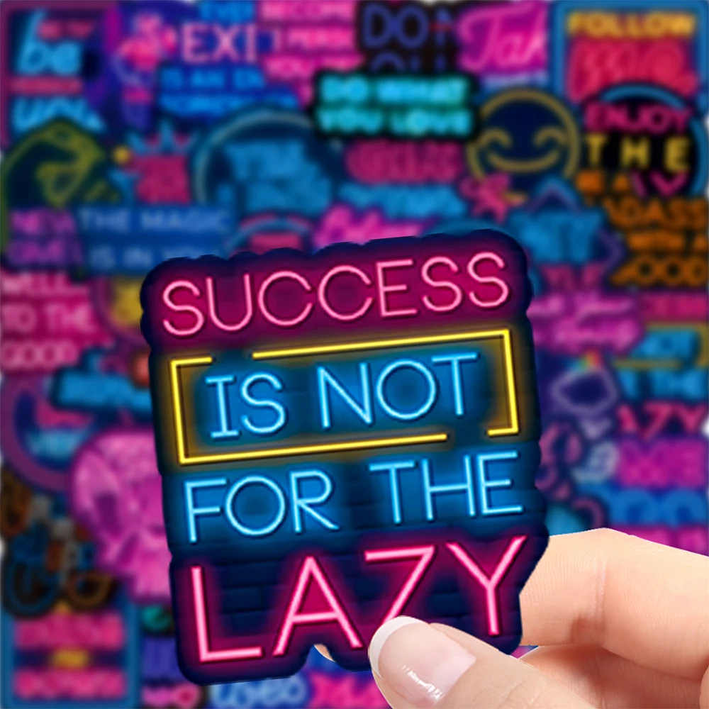 10/30/50 Uds. Pegatinas divertidas de neón con frases inspiradoras, pegatinas de grafiti de dibujos animados, impermeables, DIY, equipaje, teléfono, álbum de recortes, paquete de calcomanías