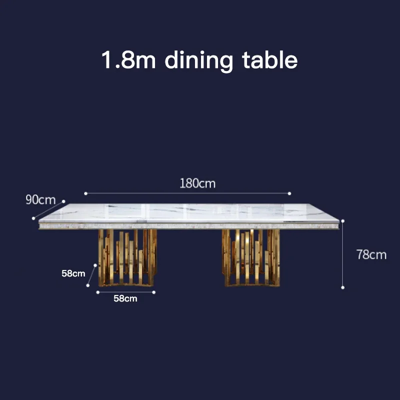 طاولة طعام فاخرة من الرخام الأبيض وكرسي مجموعة مستطيلة منزلية من النوع الإيطالي أثاث عصري كبير وموجز #5