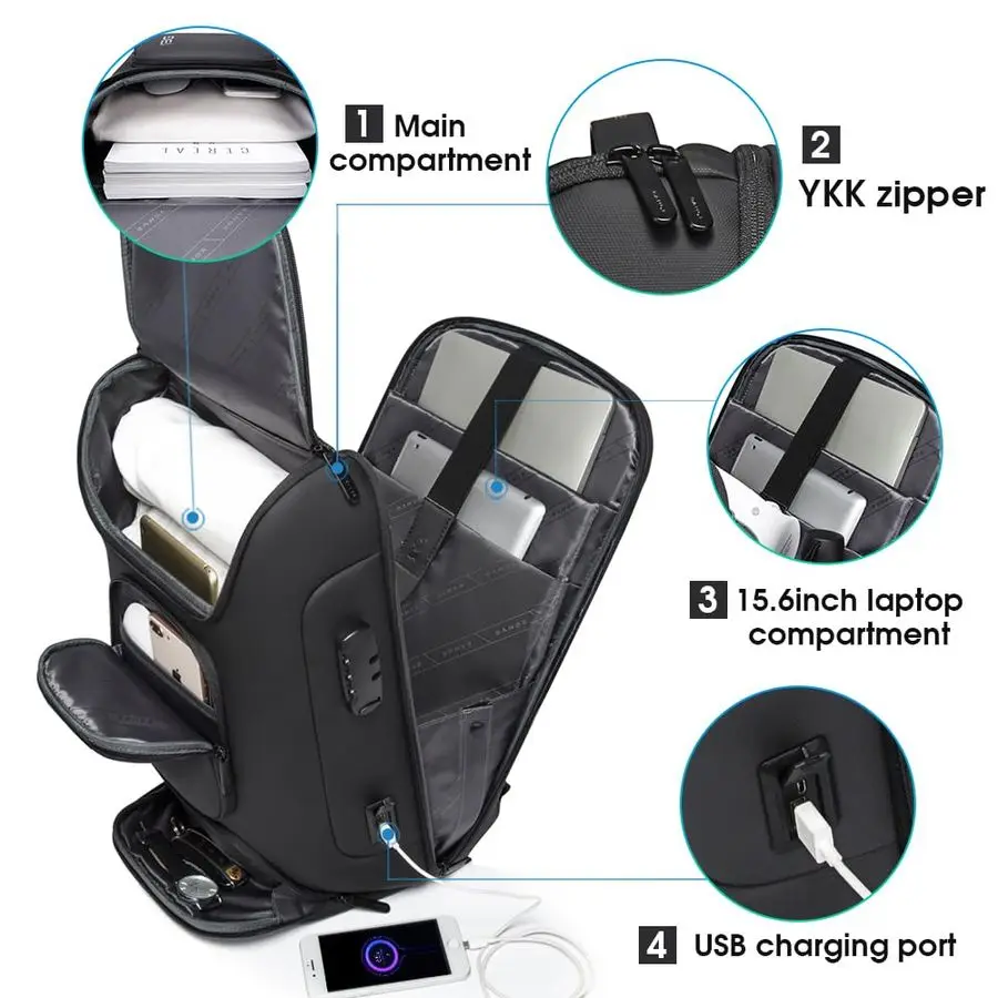 비즈니스 백팩, USB 충전 포트가 있는 노트북 백팩, 15.6인치에 맞는 슬림 비즈니스 백팩, 남성 여행용 백팩