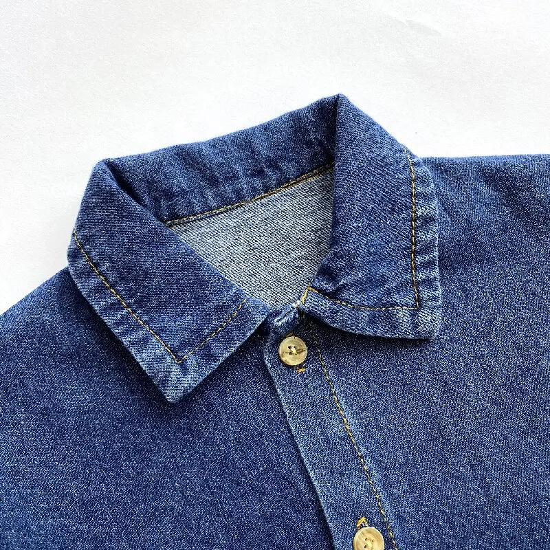 Spring And Autumn Infant Baby Boys And Girls Denim Solid Romper Long-sleeved Soft Cute Kids Onepiece Fashion Baby Clothing