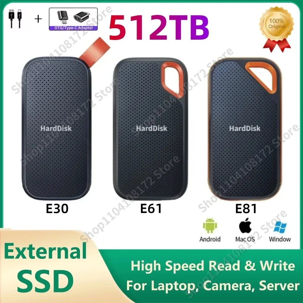 External SSD 256TB Portable Mobile Hard Disk E61 USB3.2 2TB 8TB USB 3.1 HD Mobile Hard Disk HDD Storage Devices for Laptop PS5