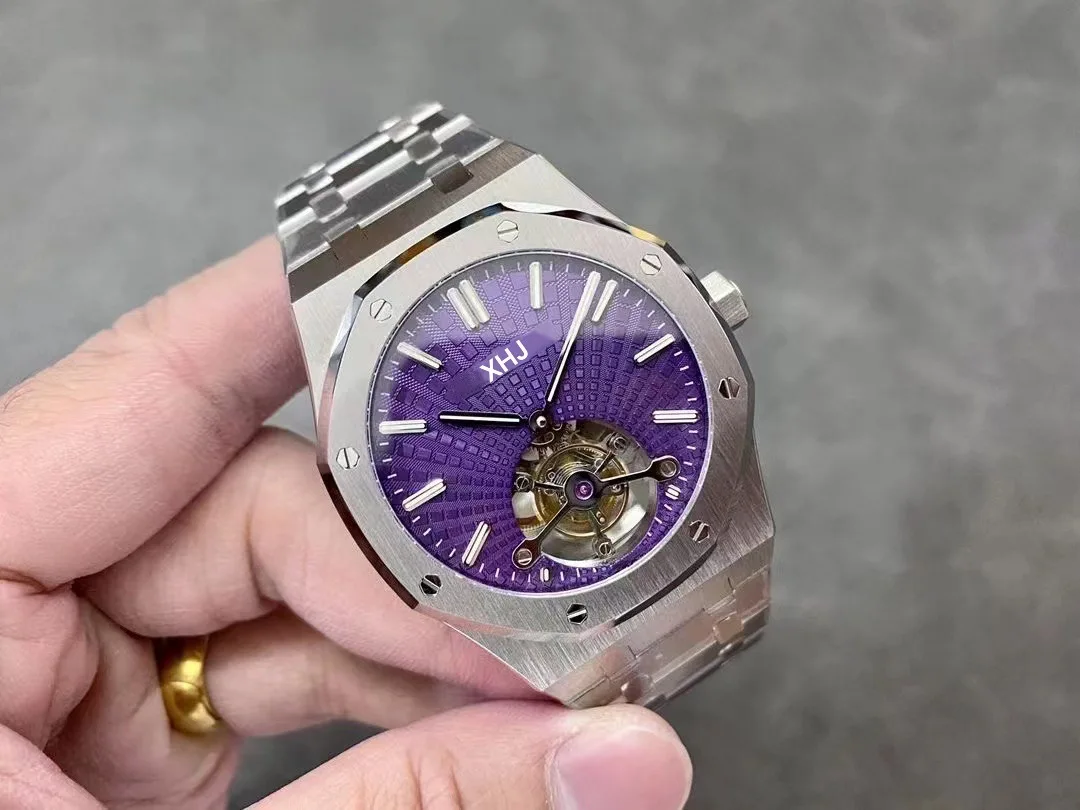 Amazing XHJ Wristwatch Purple AP Tourbillon RoyalOak 26730 Men's Watch The Best Selfwinding Movement Waterproo Warranty 36 Month