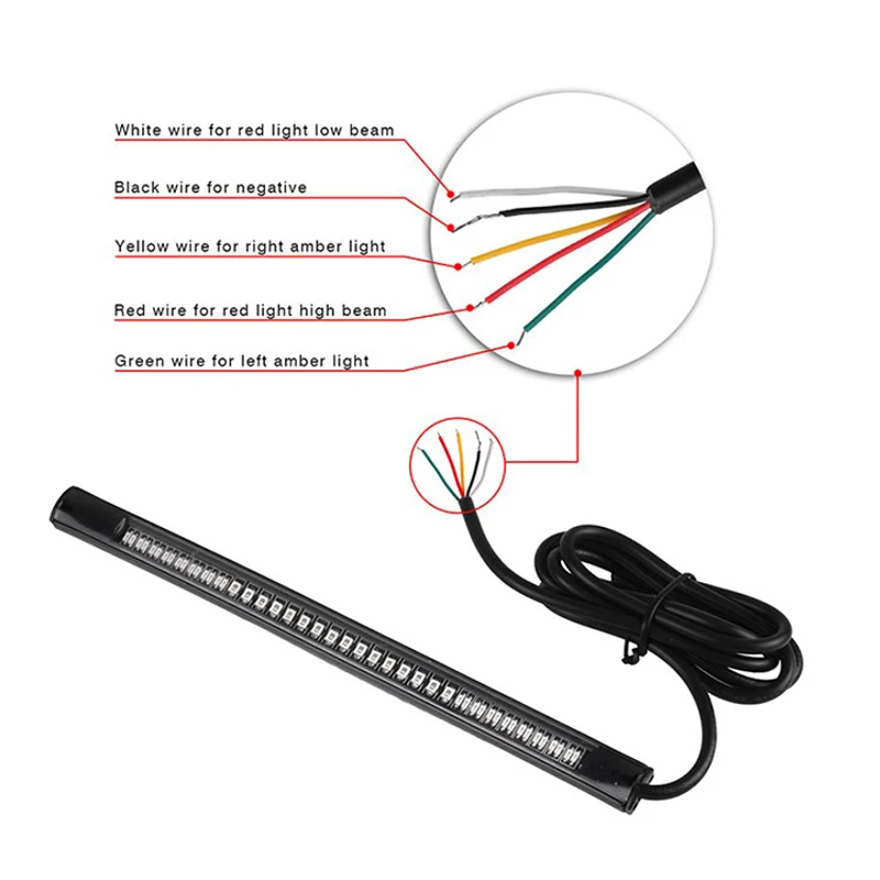 1Pc LED strip for brake light or motorcycle turn signal with 48 LEDs universal and flexible