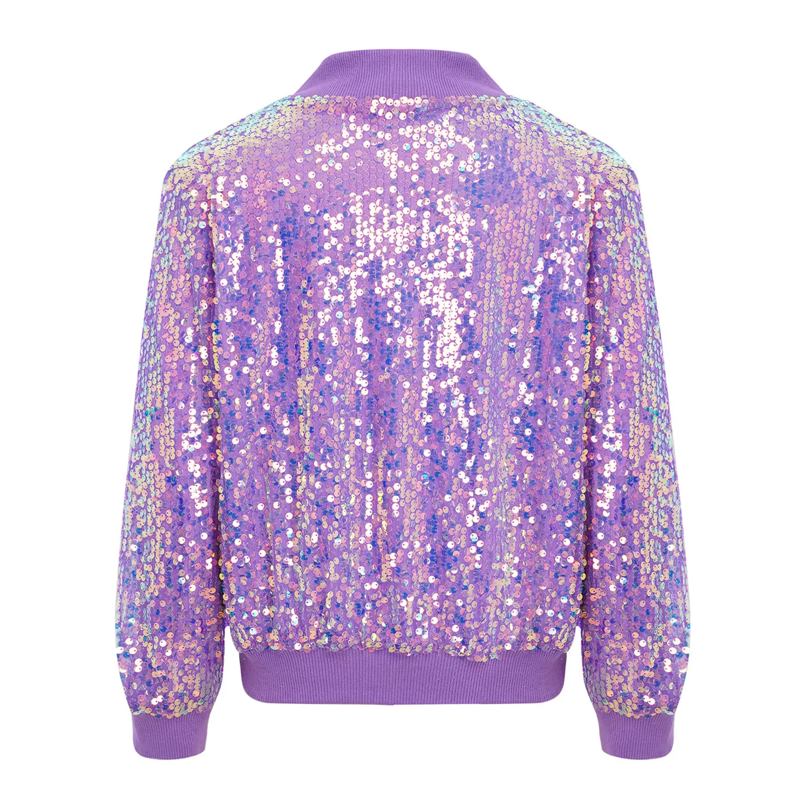 Veste à paillettes scintillantes pour enfants filles, haut de danse Jazz Hip-hop, manteau à fermeture éclair à manches longues pour salle de bal, spectacle sur scène, Streetwear