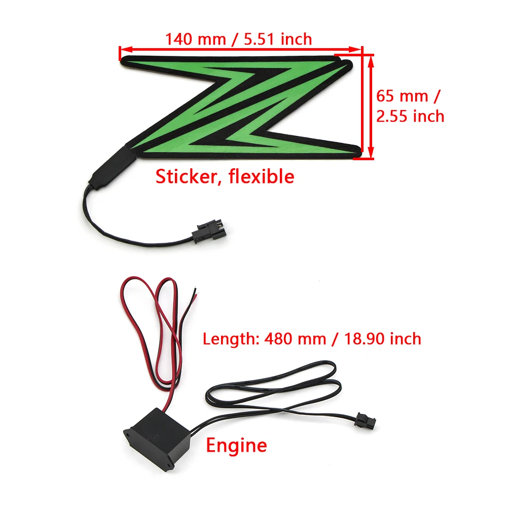 For Kawasaki Z 250 300 400 650 750 800 900 1000 Sx Night Time Riding Signal Lamp Luminous Sticker Cold Flashing Stripe Light