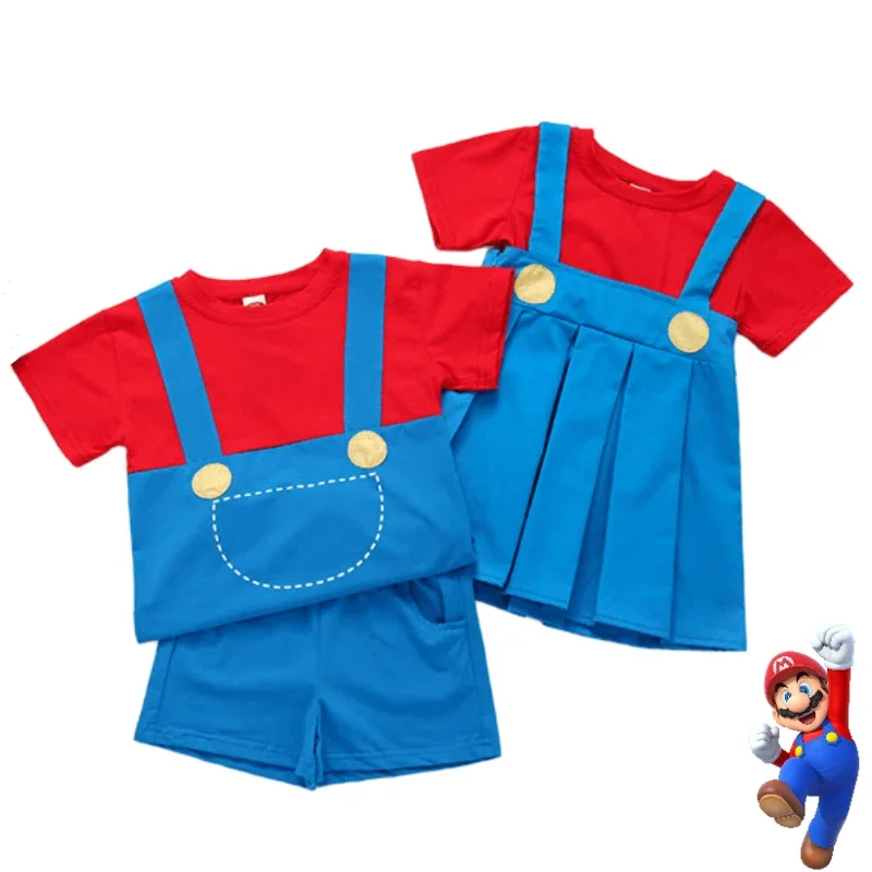 Super Marios Bros Luigi Cosplay Suit Dance Costume Set Kawaii Child Anime Romper Newborn Halloween Party Gift Festival Clothing