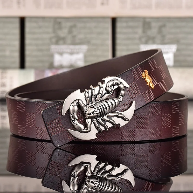 المعادن العقرب شكل ثلاثية الأبعاد مشبك الأحزمة الرجال الجلود الفاخرة العلامة التجارية التلقائي مشبك فاسق حزام الذكور جودة مصمم حزام الحيوان 2025