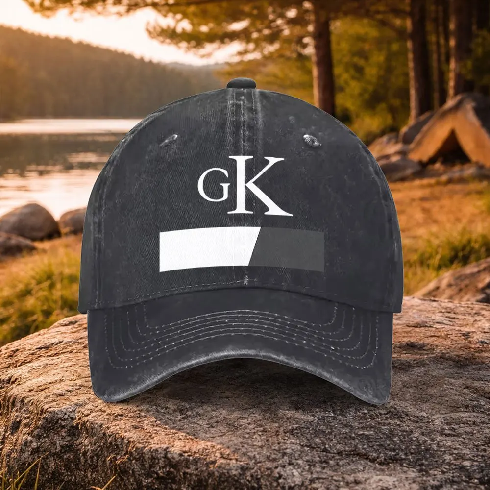GK Logo Print Washed Duckbill Baseball Cap - Adjustable Unisex Suitable for Golf, Casual Wear & Outdoor, Lightweight Machine-Was