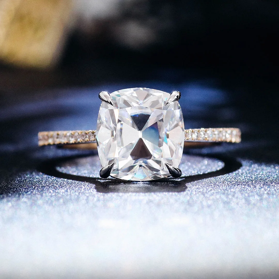 Provence 10K/14K/18K Moissanite Engagement Rings for Women Cushion Cut D Color 6.5CT DIY Jewelry Custom Four Prong Luxury Rings