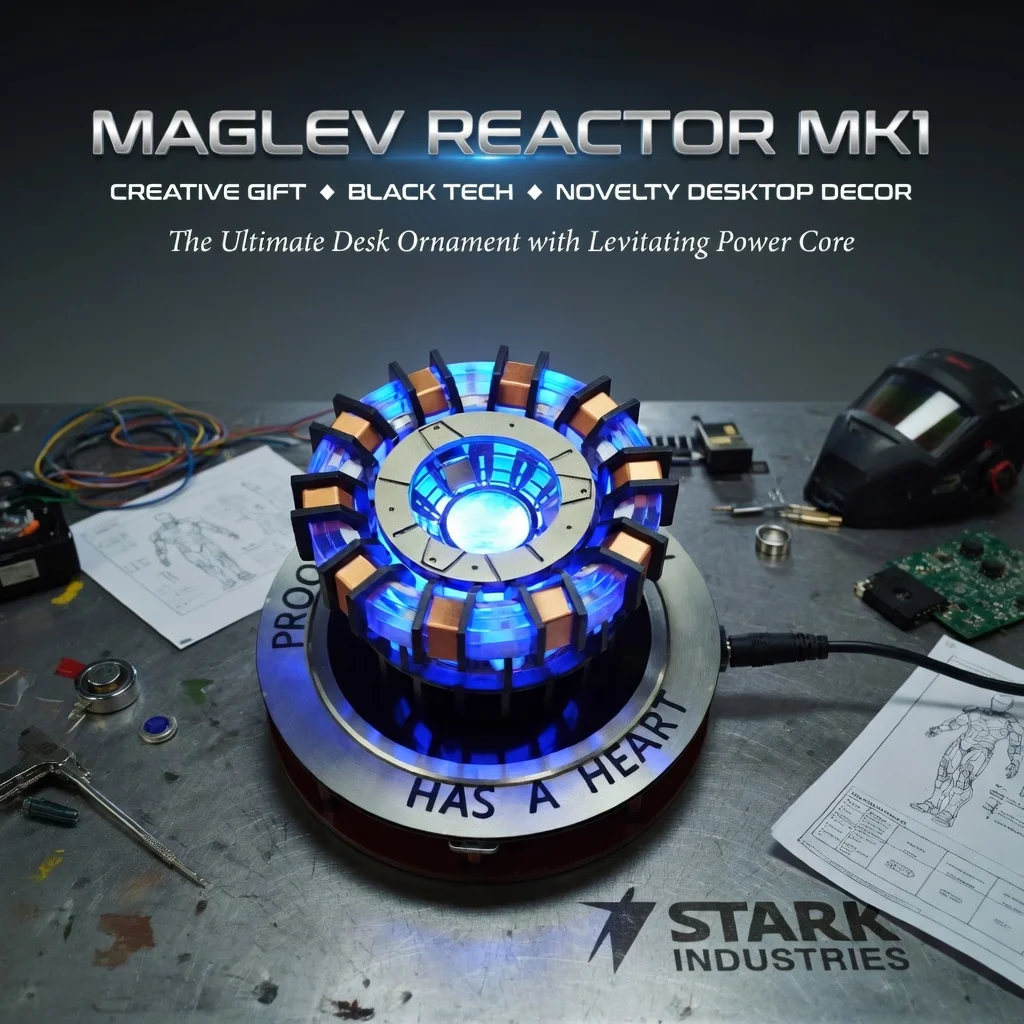 WWPPU Maglev Arc Reactor LED Table Lamp Floating Power Core 1:1 Scale Prop Premium Geek Room Desk Decor Novelty Items