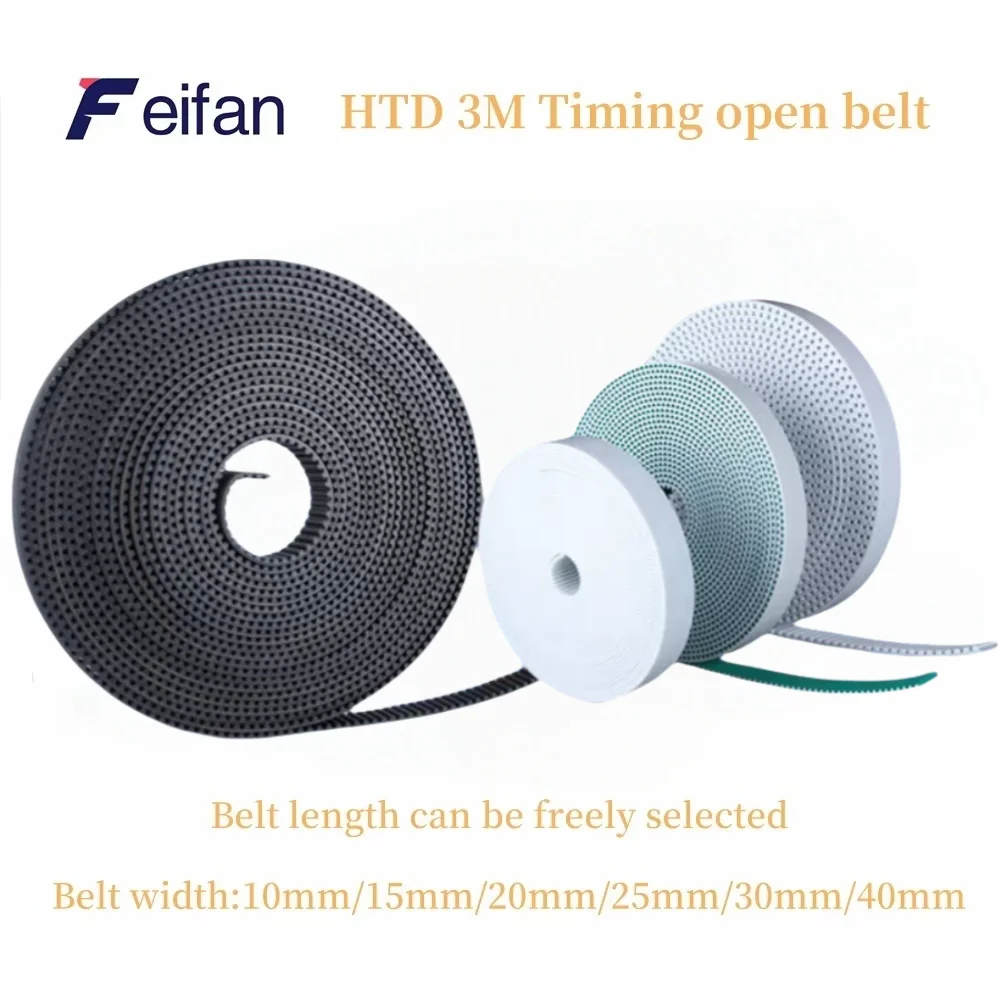 

HTD 3M PU Open Belt Width: 10mm /15mm/20mm/25mm/30mm/40mmTiming Polyurethane Transmission Belt For 3DPrinters Etc High Quality,