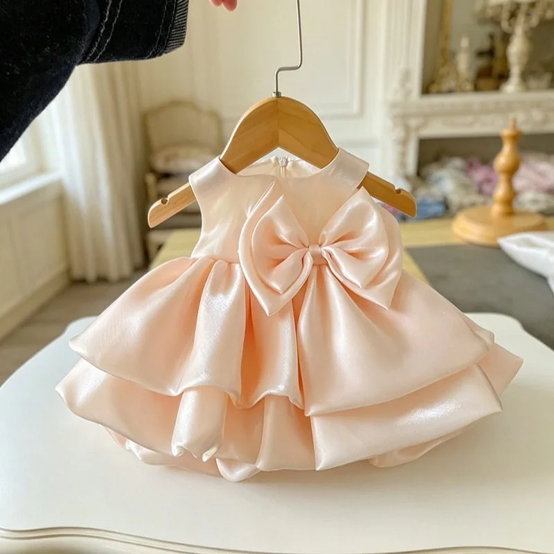 custom-luxury-dress-flower-girl-wedding-gown-pageant-peach-satin-big-bow-sleeveless-toddler-luxe-bday-guest-formal-gown