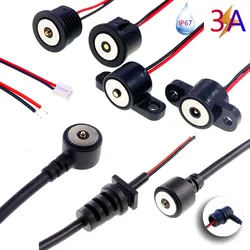 1 Sets High Current Pogo Pin Magnetic Connector Open Wire M12 Power Charge Waterproof Pad 3A 12V Pannel Mount