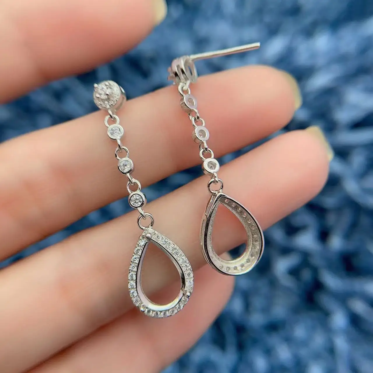 MeiBaPJ البطانة قطرة الماء شكل 8*12 مللي متر S925 الفضة النقية لتقوم بها بنفسك ضوء الفاخرة شرابة القرط المرأة حلية الزفاف العقيق اليشم مجوهرات