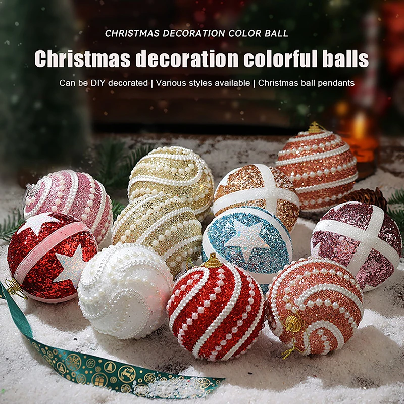 1PC Color Balls Ornaments Christmas Glitter Balls Xmas Tree Pendant For Party Hanging Balls New Year Navidad Gift