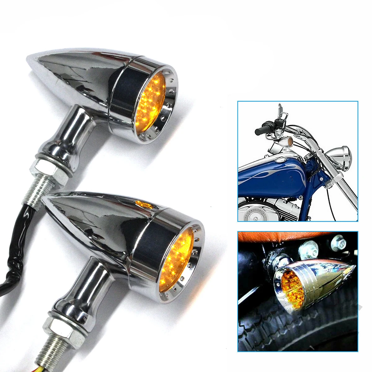 1 PCS Motorcycle LED Blinker Turn Signal Light For Suzuki Yamaha Honda Harley Indicator Lights Refit Retro Bullet Turning Lamp