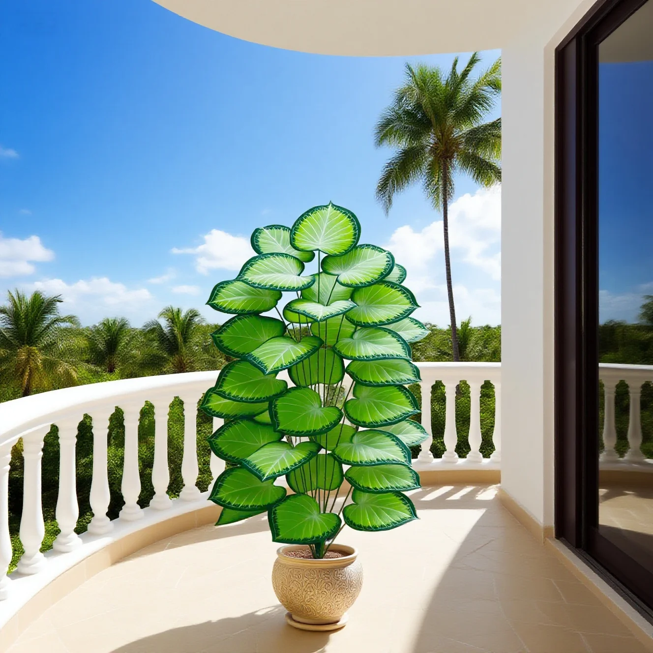 Folha de kiwi artificial palmeira 24 folhas para decoração de casamento foto pano de fundo decoração de festa de jardim folhagem falsa