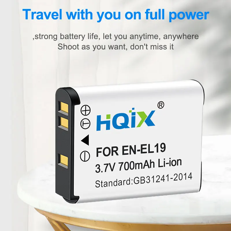 HQIX pour Nikon Coolpix S6900 S4200 S4400 S100 S2700 S6800 S7000 S3400 S3600 S4100 S2900 caméra EN-EL19 double chargeur de batterie